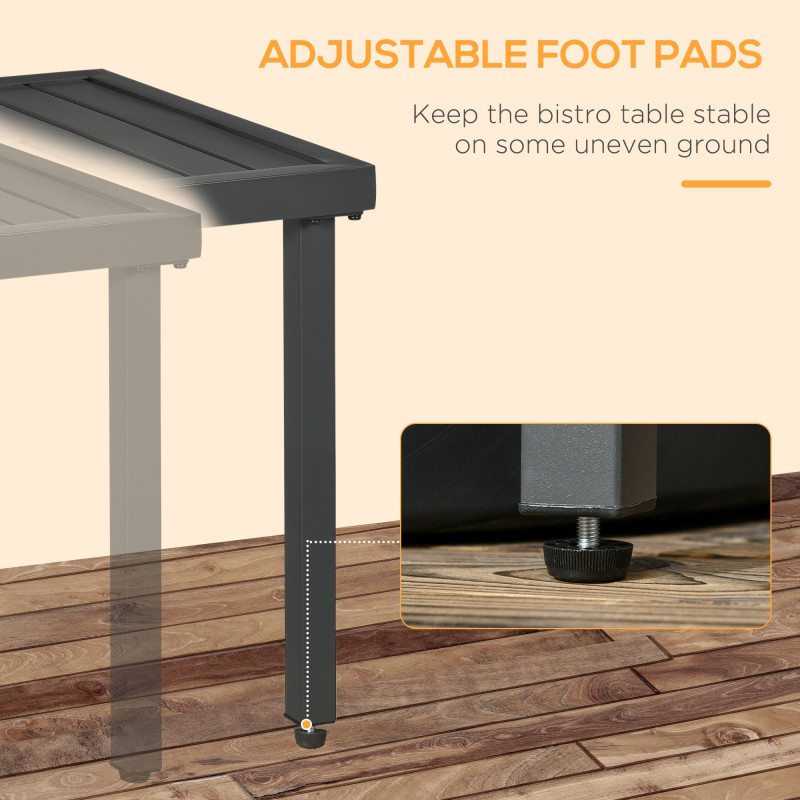 Outdoor Side Table, Patio End Table with Umbrella Hole, Small Coffee Table with Steel Frame for Balcony, Gray