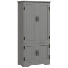 4-Door Storage Cabinet Multi-Storey Large Space Pantry with Adjustable Shelves Grey