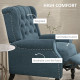 Wingback Reclining Chair with Footrest, Button Tufted Recliner Chair with Rolled Armrests for Living Room, Blue