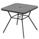 Square Outdoor Table, Patio Bistro Coffee Table with Faux-marbled Top and 42mm Umbrella Hole for Garden, Dark Grey