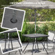 Square Outdoor Table, Patio Bistro Coffee Table with Faux-marbled Top and 42mm Umbrella Hole for Garden, Dark Grey