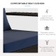 Patio Wicker Adirondack Chair, Outdoor Rattan Muskoka Chair with Cushions for Patio, Garden, Backyard Dark Blue