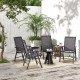 4-Piece Folding Chair Set for Relaxing on Patio Balcony Garden, Comfortable Outdoor Furniture with Armrests, Dark Grey