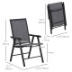 2-Piece Folding Chair Set for Relaxing on Patio Balcony Garden, Comfortable Outdoor Furniture with Armrests, Dark Grey