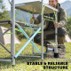 Aluminum Camping Kitchen, Portable Folding Camping Table with Fabric Cupboards, Windshield, Bag for BBQ, Picnic, Blue
