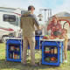 Aluminum Camping Kitchen, Portable Folding Camping Table with Fabric Cupboards, Windshield, Bag for BBQ, Picnic, Blue