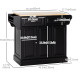 Kitchen Island with Storage Rolling Kitchen Serving Cart with Rubber Wood Top Towel Rack Storage Drawer Cabinet, Black