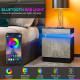 Nightstand, Bedside Table with LED Lights and 2 Drawers for Bedroom, Living Room, Cement Grey