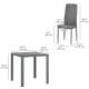 3-Piece Rectangular Glass Kitchen Table and Chairs with Metal Frame and Faux Leather Upholstery for Dining Room, Grey