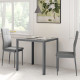 3-Piece Rectangular Glass Kitchen Table and Chairs with Metal Frame and Faux Leather Upholstery for Dining Room, Grey