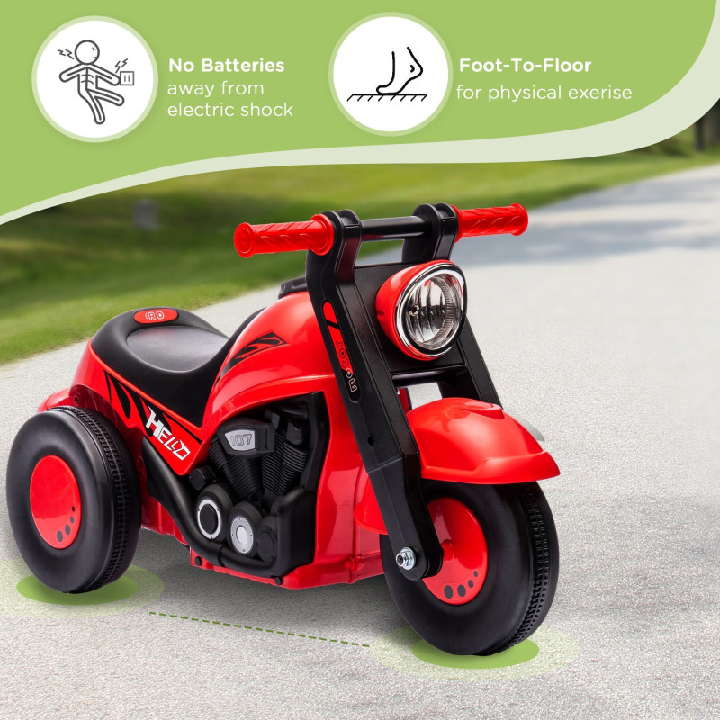Qaba Foot to Floor Toddler Ride on Toy, Sliding Toddler Car with Music and Bubble, for 2-5 Years Old, Red