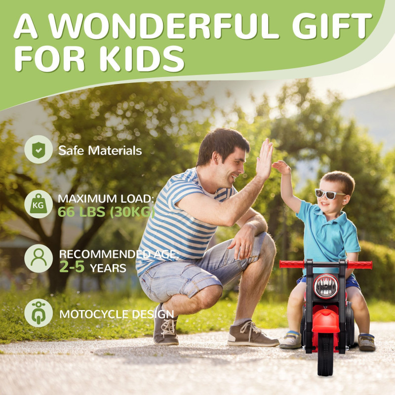 Qaba Foot to Floor Toddler Ride on Toy, Sliding Toddler Car with Music and Bubble, for 2-5 Years Old, Red