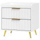 Bedside Table, Nightstand with 2 Drawers, Side End Table with Metal Legs for Bedroom, White