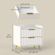 Bedside Table, Nightstand with 2 Drawers, Side End Table with Metal Legs for Bedroom, White