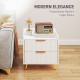 Bedside Table, Nightstand with 2 Drawers, Side End Table with Metal Legs for Bedroom, White