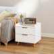 Bedside Table, Nightstand with 2 Drawers, Side End Table with Metal Legs for Bedroom, White