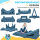 Qaba 12-Piece Modular Kids Play Couch Building Fort for Playroom Bedroom, Convertible Kids Sofa, Blue