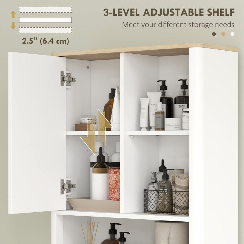 Over The Toilet Storage Cabinet, Bathroom Space Saver Cabinet with Adjustable Shelf, Bathroom Organizer, White