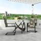 C Spring Motion Patio Chairs Set of 2 with Curved High Backrest, Armrest, All Weather Breathable Fabric, Metal Frame