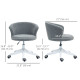 Armless Office Chair, Fluffy Computer Desk Chair with Adjustable Height, Swivel Wheels, Mid Back, Grey