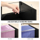 2 Drawer Filing Cabinet with Lock, Office Storage Cabinet with Adjustable Hanging Bars for A4 Letter Size Files, Black