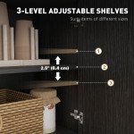 Sideboard Buffet Cabinet with Storage, Modern Coffee Bar Cabinet with 3 Drawers and Adjustable Shelves, Distressed Black