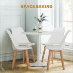 Round Dining Table Set for 4 with Pedestal Base, PU Padded Seats, for Small Space, Apartment, White
