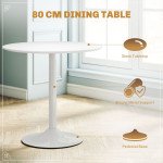 Round Dining Table Set for 4 with Pedestal Base, PU Padded Seats, for Small Space, Apartment, White