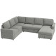 Pull Out Sofa Bed, Sleeper Sofa Couch with Hidden Storage, Chaise Lounge, Velvet Upholstery, U-Shaped Futon Couch
