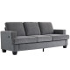 3 Seater Sofa with USB Ports & Cup Holders, Chenille-Feel Upholstered Couch for Living Room, Grey