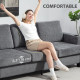 3 Seater Sofa with USB Ports & Cup Holders, Chenille-Feel Upholstered Couch for Living Room, Grey