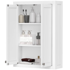 Bathroom Cabinet Wall Mounted, Modern Bathroom Wall Cabinet with 2 Doors and 2 Adjustable Shelves, White
