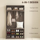 4-In-1 Hall Tree with Bench and Shoe Storage, Farmhouse Coat Rack Shoe Bench with 12 Shoe Cubbies, 6 Hooks, Dark Brown