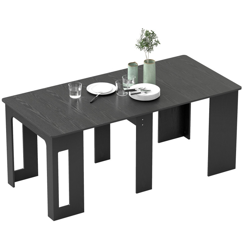 Extendable Dining Table, Expandable Kitchen Table for Small Spaces, Seats up to 6 People, Distressed Black