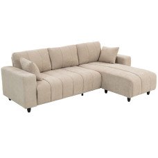 Sectional Couch with Integrated Seat, 3 Seater L-Shaped Sofa with Changeable Chaise, Spring Cushion, 2 Pillows, Beige
