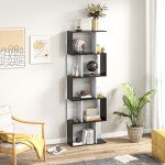 Modern Bookcase 5-Tier Display Shelf Storage Shelf Room Divider Living Room Home Office Furniture, Black