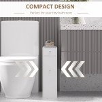Space Saving Toilet Paper Cabinet, Narrow Bathroom Cabinet with Drawers and Hidden Storage, White