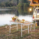 3ft Picnic Table with Slide Shelf Outdoor Portable Aluminum Folding Table 2 Adjustable Height