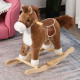 Qaba Kids Rocking Horse Plush Animal on Wooden Rockers with Sounds, Wooden Base, Baby Rocking Chair, Brown