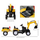 Ride-On Tractor for Kids, Pedal Construction Car with Horn & Detachable Trailer for 3-Year-Olds, Yellow