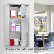 Wall Mount Medicine Cabinet Bathroom Cabinet with 2 Shelves, Stainless Steel Frame and Glass Door, Lockable with 2 Keys