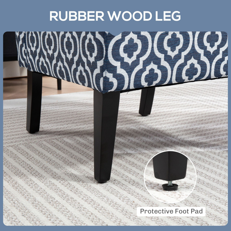 Armless Accent Chair for Bedroom, Upholstered Slipper Side Chair for Living Room with Wood Legs, Blue