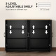 Modern Sideboard Buffet Cabinet, Modern Kitchen Storage Cabinet with 4 Doors Adjustable Shelves, for Dining Room, Black