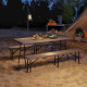 6FT 3PCS Faux Rattan Outdoor Camping Table Bench Set with Carrying Handles, Folding Picnic Table with 2 Benches, Brown