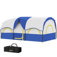 4-6 Person Camping Tent, 3 Room Cabin Tent, 3000mm Waterproof and UPF30+ with Sewn in Groundsheet and Carry Bag, Blue