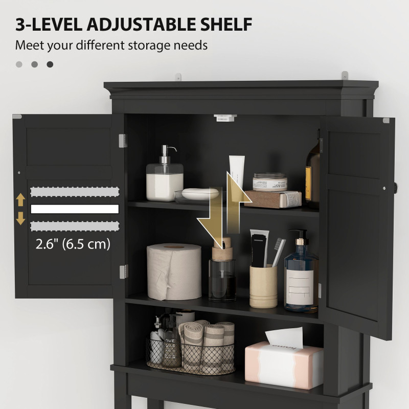 3-Tier Over Toilet Storage Unit Washing Machine Cabinet Dryer Cabinet with Adjustable Shelf for Bathroom, Laundry