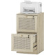 2 Drawer Filing Cabinet with Lock, Boho File Cabinet for A4 Letter Size Files with Decorative Rattan Accents, Oak