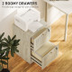 2 Drawer Filing Cabinet with Lock, Boho File Cabinet for A4 Letter Size Files with Decorative Rattan Accents, Oak