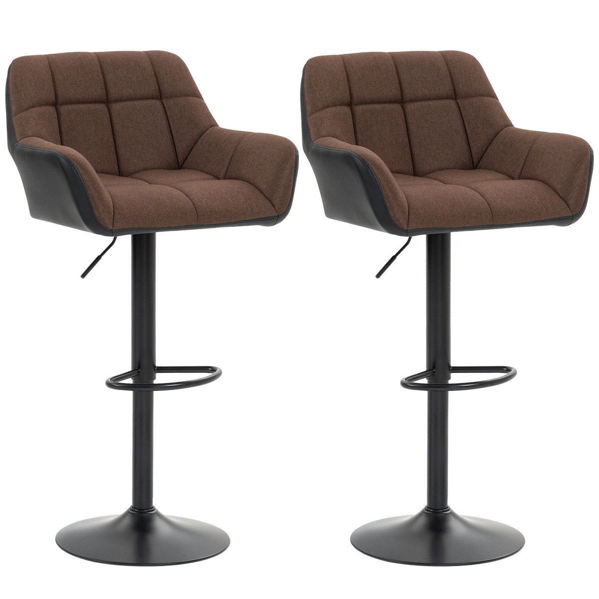 Swivel Barstools Set of 2 Adjustable Bar Stools with Footrest Armrests and PU Leather Back for Dining Room Brown