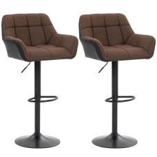 Swivel Barstools Set of 2 Adjustable Bar Stools with Footrest Armrests and PU Leather Back for Dining Room Brown